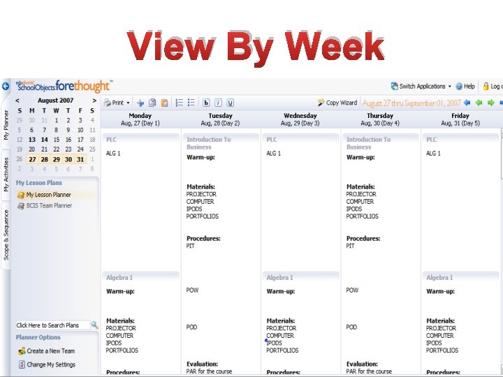 View By Week 