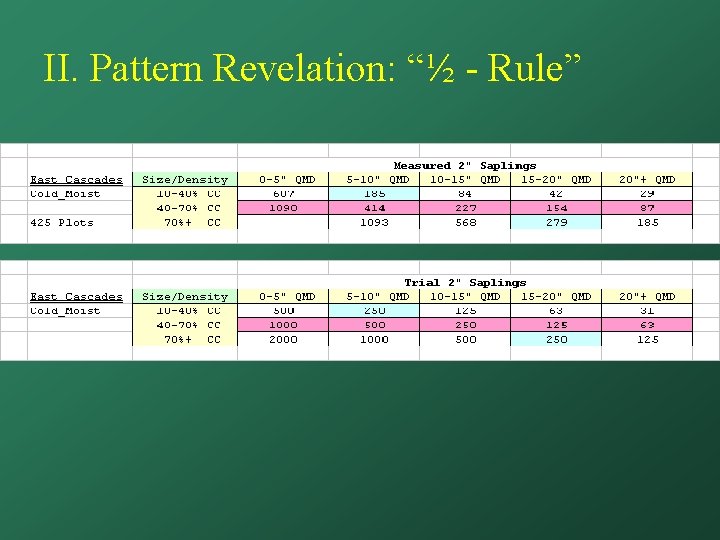 II. Pattern Revelation: “½ - Rule” 