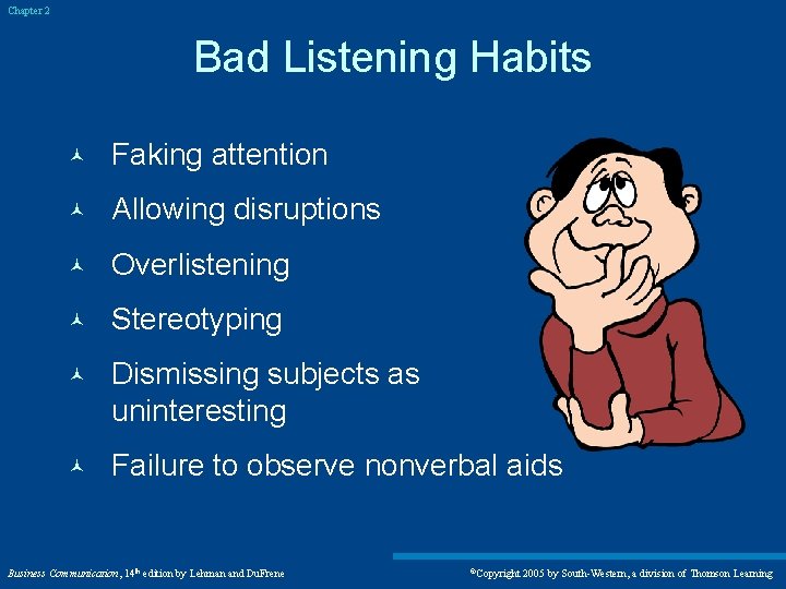 Chapter 2 Bad Listening Habits © Faking attention © Allowing disruptions © Overlistening ©