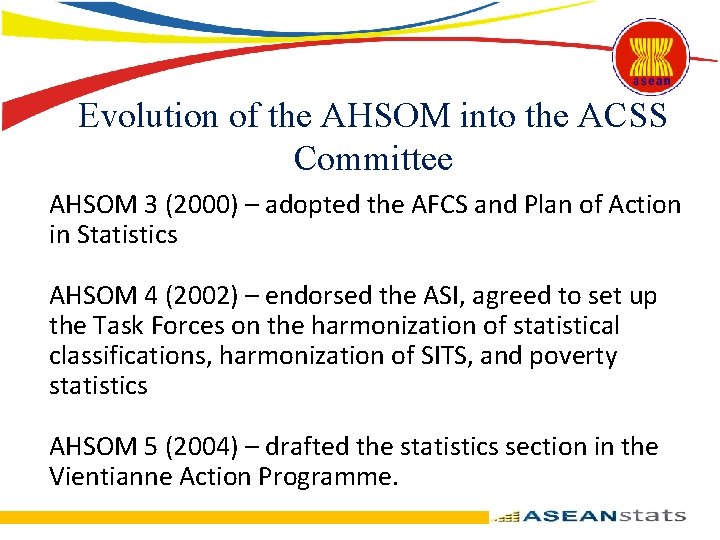 Evolution of the AHSOM into the ACSS Committee AHSOM 3 (2000) – adopted the