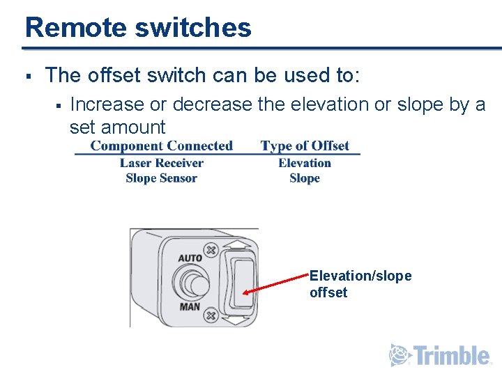 Remote switches § The offset switch can be used to: § Increase or decrease Remote switches § The offset switch can be used to: § Increase or decrease