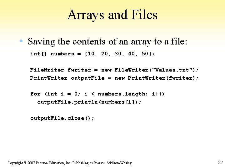 Chapter 8 Arrays and the Array List Class