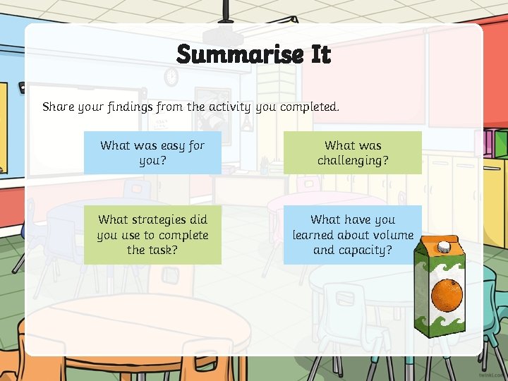 Summarise It Share your findings from the activity you completed. What was easy for