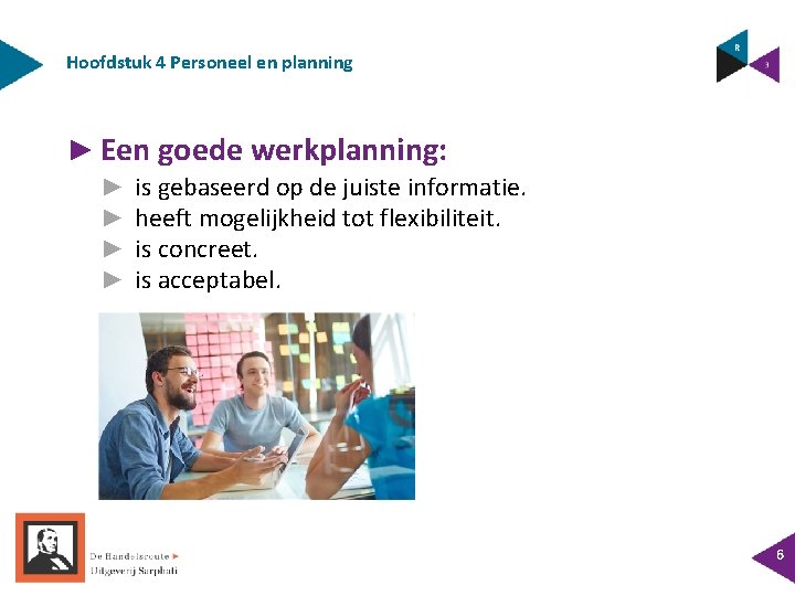 Hoofdstuk 4 Personeel en planning ► Een goede werkplanning: ► ► is gebaseerd op Hoofdstuk 4 Personeel en planning ► Een goede werkplanning: ► ► is gebaseerd op