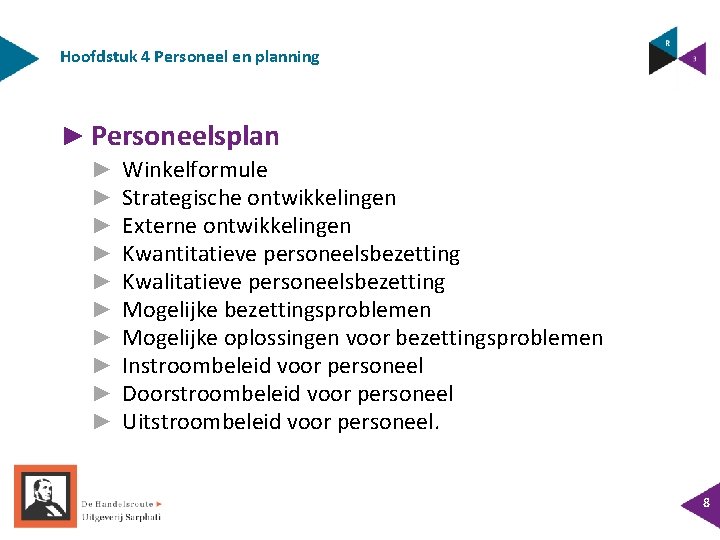 Hoofdstuk 4 Personeel en planning ► Personeelsplan ► ► ► ► ► Winkelformule Strategische Hoofdstuk 4 Personeel en planning ► Personeelsplan ► ► ► ► ► Winkelformule Strategische
