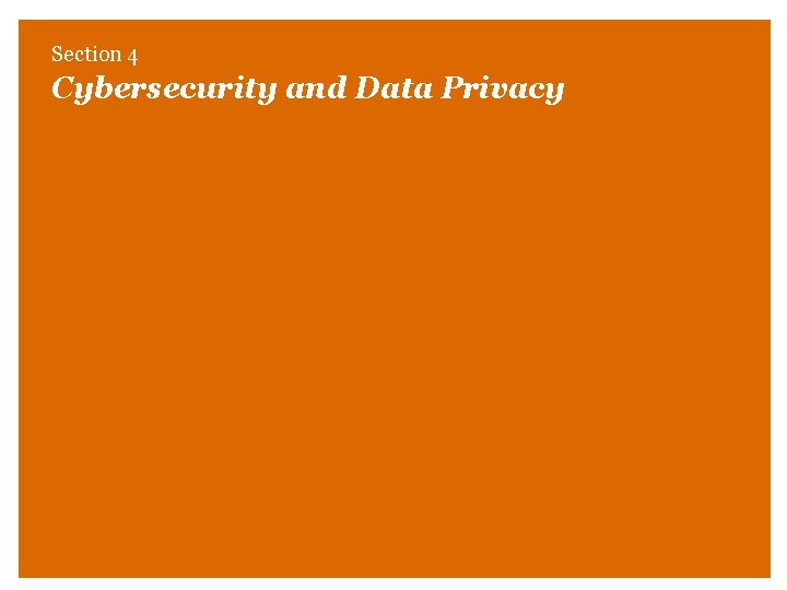 Section 4 Cybersecurity and Data Privacy 