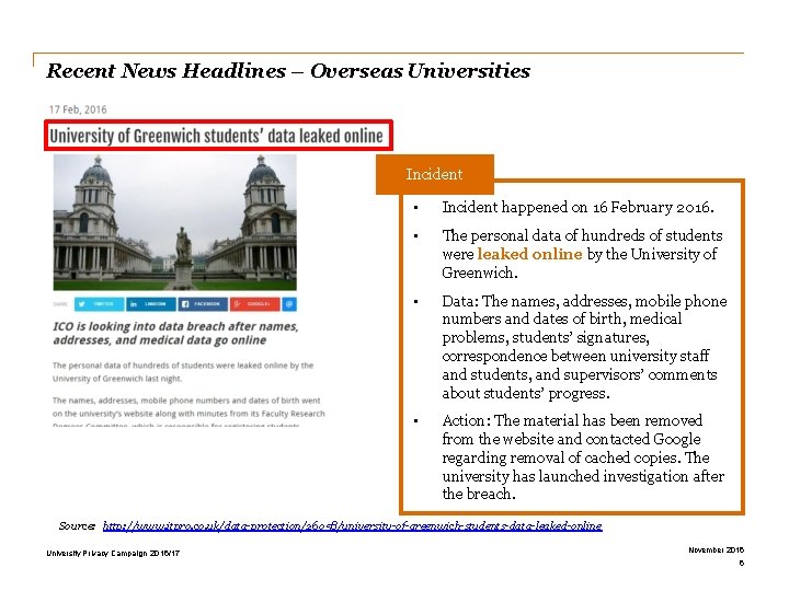 Recent News Headlines – Overseas Universities Incident • Incident happened on 16 February 2016.