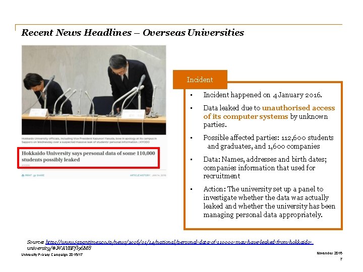 Recent News Headlines – Overseas Universities Incident • Incident happened on 4 January 2016.