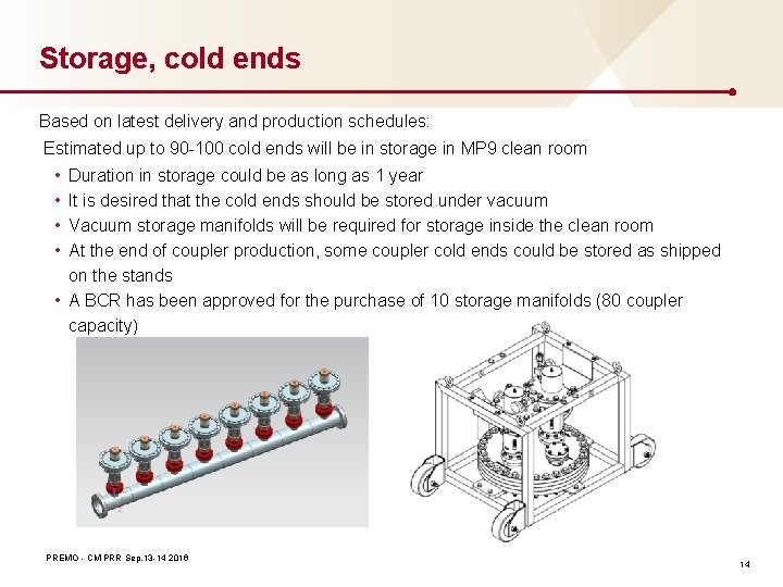 Storage, cold ends Based on latest delivery and production schedules: Estimated up to 90