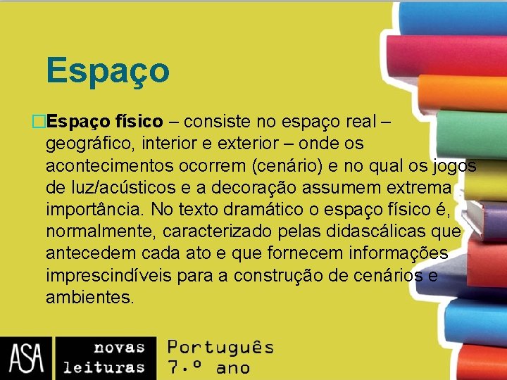 Espaço �Espaço físico – consiste no espaço real – geográfico, interior e exterior –