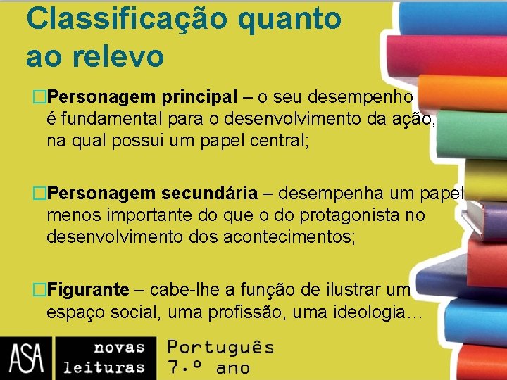 Classificação quanto ao relevo �Personagem principal – o seu desempenho é fundamental para o