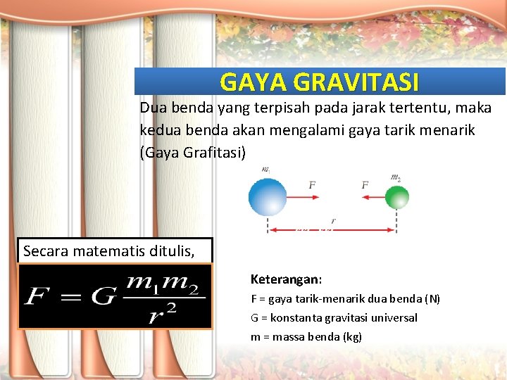 Besarnya gaya gravitasi antara dua benda yang berinteraksi adalah