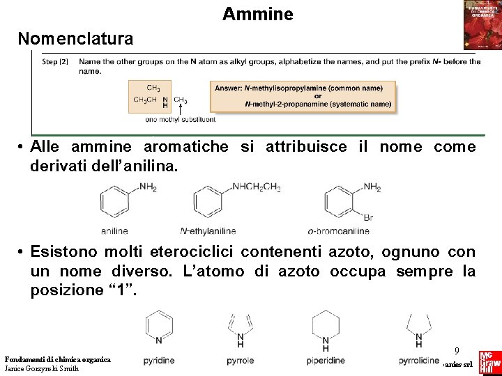 Ammine Nomenclatura • Alle ammine aromatiche si attribuisce il nome come derivati dell’anilina. •