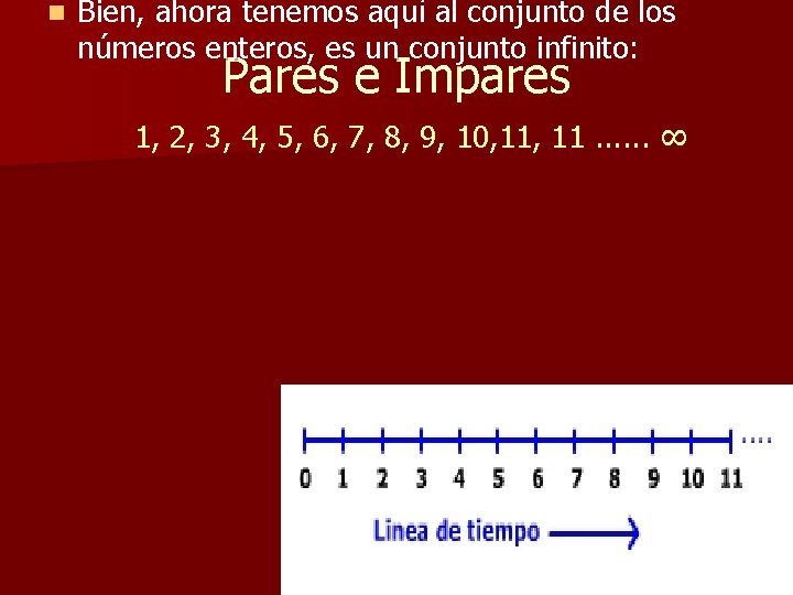 n Bien, ahora tenemos aquí al conjunto de los números enteros, es un conjunto n Bien, ahora tenemos aquí al conjunto de los números enteros, es un conjunto
