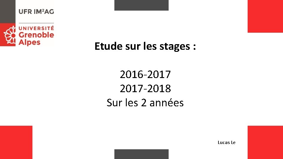 Etude sur les stages : 2016 -2017 -2018 Sur les 2 années Lucas Le