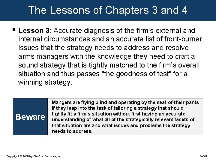 The Lessons of Chapters 3 and 4 § Lesson 3: Accurate diagnosis of the