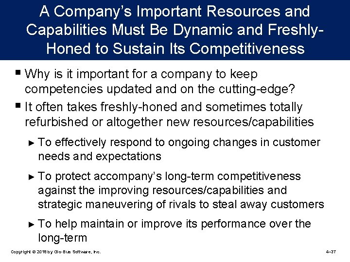 A Company’s Important Resources and Capabilities Must Be Dynamic and Freshly. Honed to Sustain