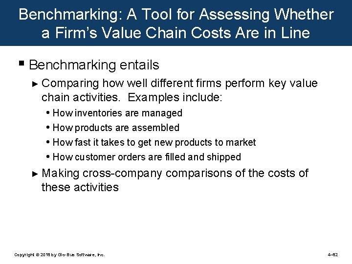 Benchmarking: A Tool for Assessing Whether a Firm’s Value Chain Costs Are in Line