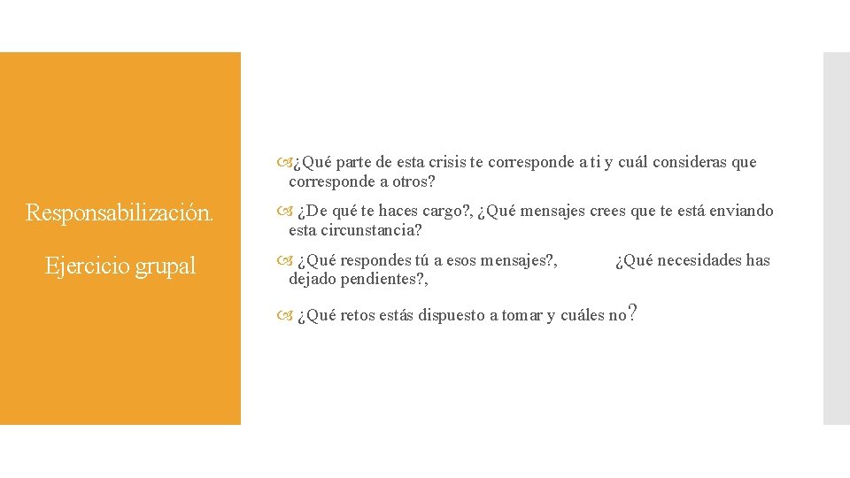 ¿Qué parte de esta crisis te corresponde a ti y cuál consideras que ¿Qué parte de esta crisis te corresponde a ti y cuál consideras que
