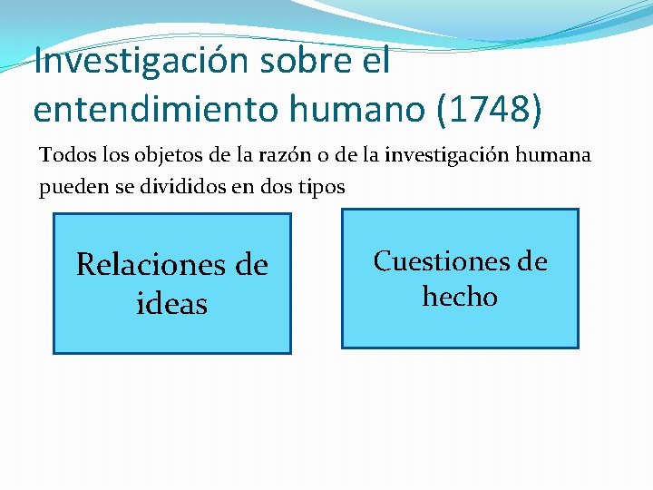 Investigación sobre el entendimiento humano (1748) Todos los objetos de la razón o de