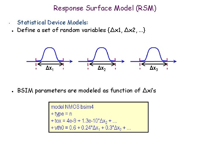 Response Surface Model (RSM) • n n Statistical Device Models: Define a set of Response Surface Model (RSM) • n n Statistical Device Models: Define a set of