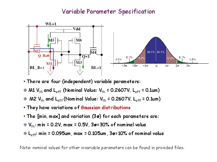 Variable Parameter Specification • There are four (independent) variable parameters: M 1 Vth and Variable Parameter Specification • There are four (independent) variable parameters: M 1 Vth and