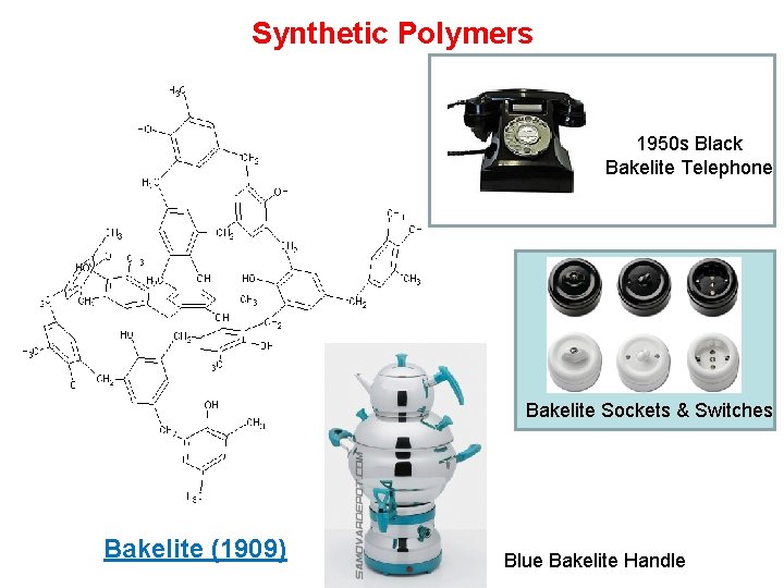 Synthetic Polymers 1950 s Black Bakelite Telephone Bakelite Sockets & Switches Bakelite (1909) Blue