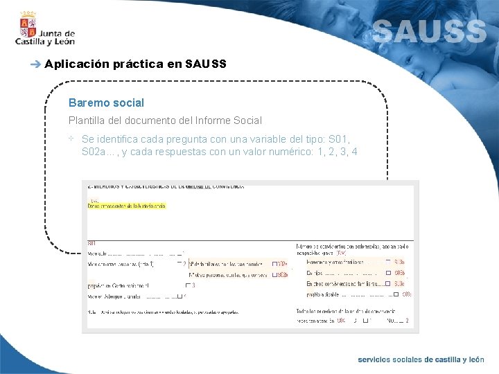 Aplicación práctica en SAUSS Baremo social Plantilla del documento del Informe Social Se identifica
