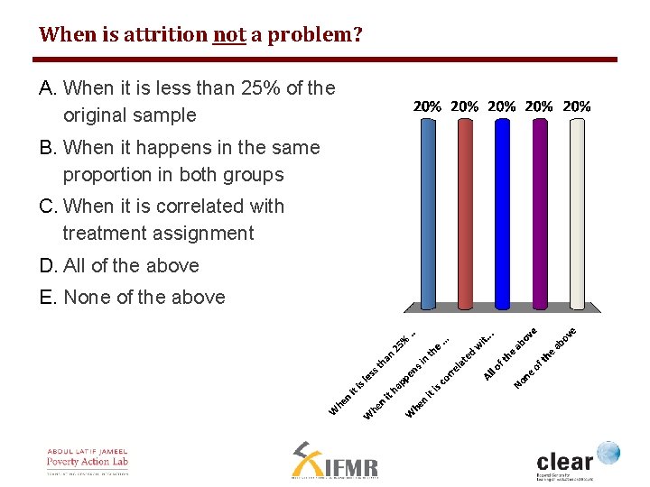 When is attrition not a problem? A. When it is less than 25% of