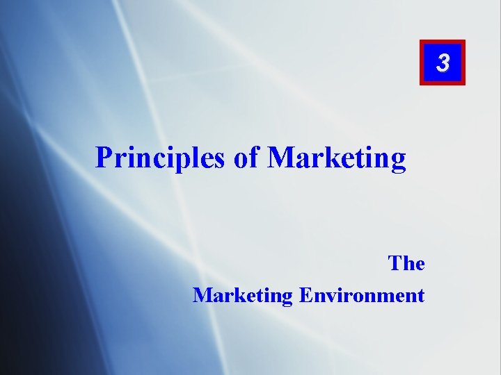 3 Principles of Marketing The Marketing Environment 