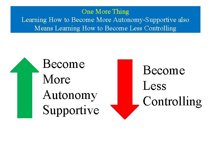 One More Thing Learning How to Become More Autonomy-Supportive also Means Learning How to