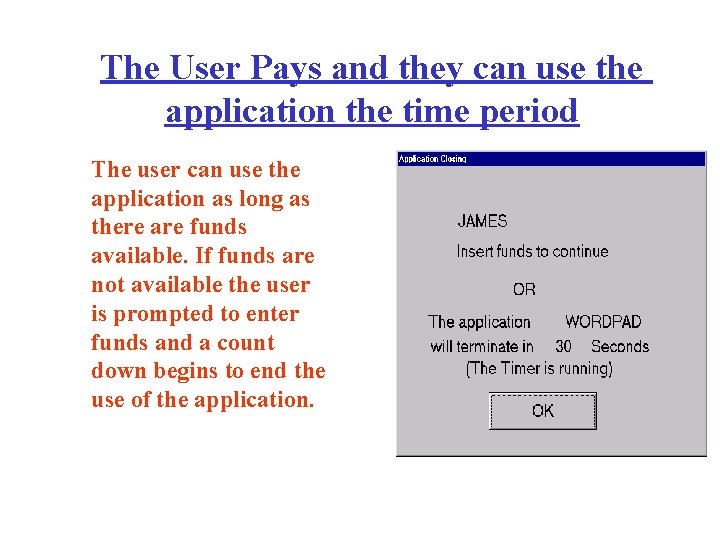 The User Pays and they can use the application the time period The user