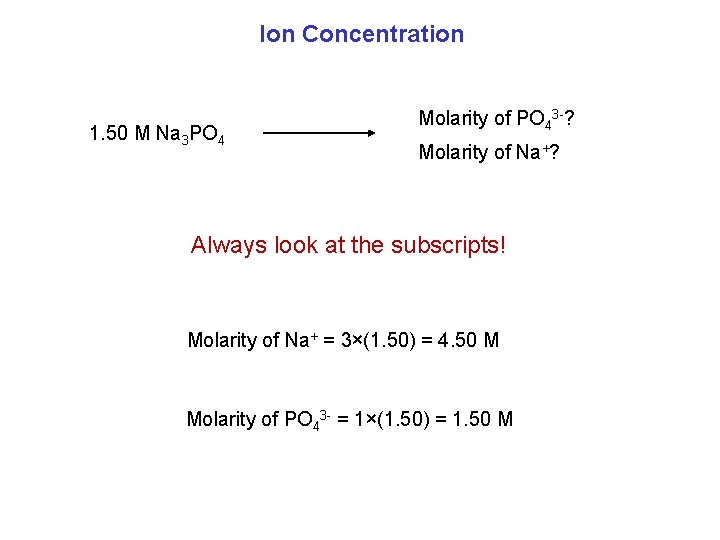 Ion Concentration 1. 50 M Na 3 PO 4 Molarity of PO 43 -?