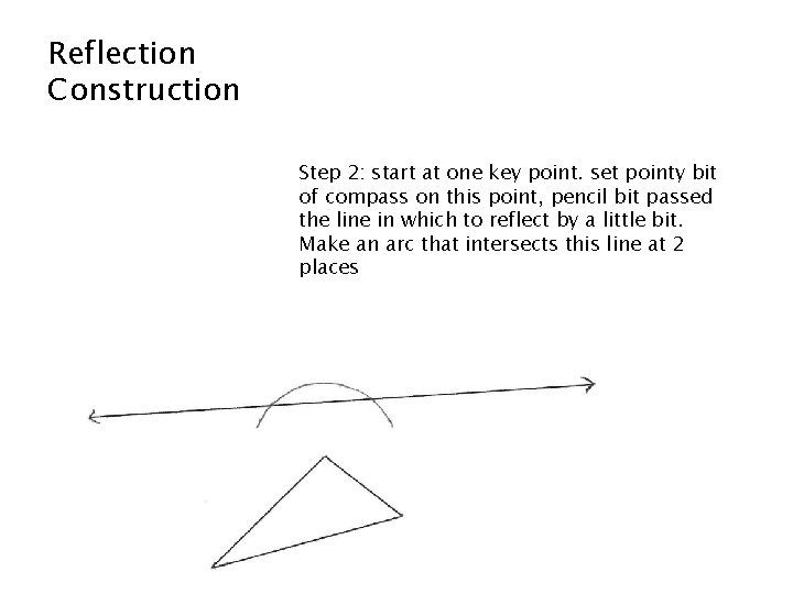 Reflection Construction Step 2: start at one key point. set pointy bit of compass