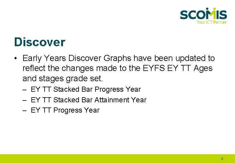 Discover • Early Years Discover Graphs have been updated to reflect the changes made