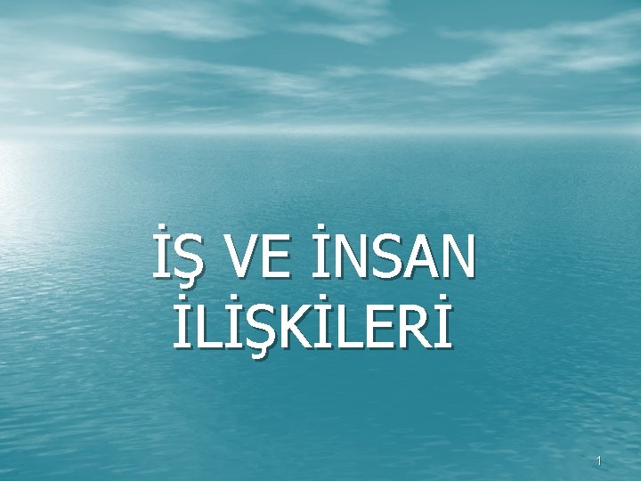 İŞ VE İNSAN İLİŞKİLERİ 1 