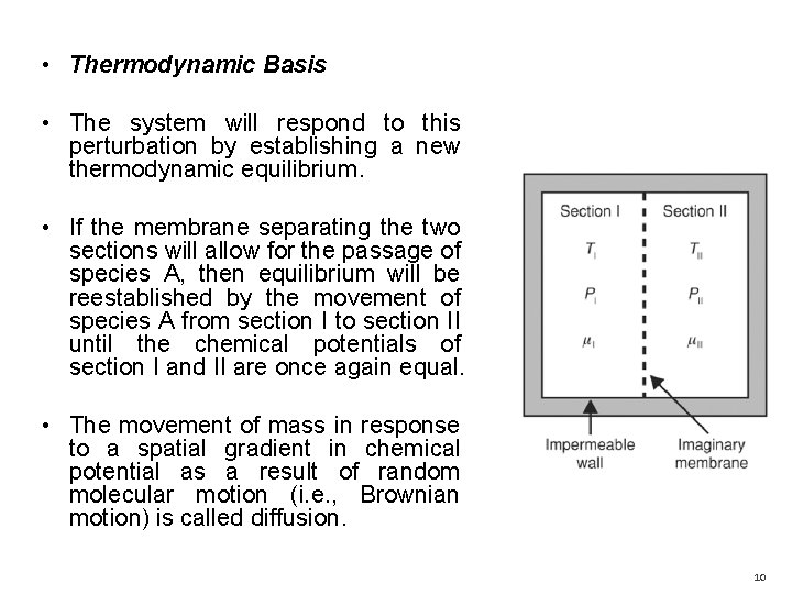  • Thermodynamic Basis • The system will respond to this perturbation by establishing