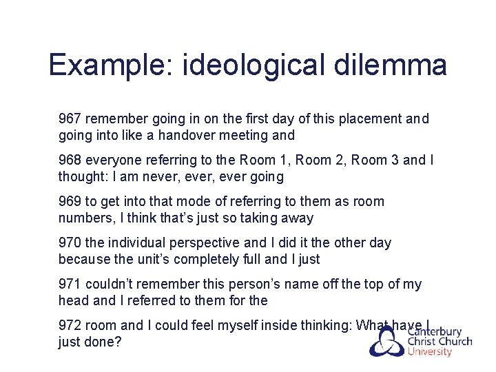 Example: ideological dilemma 967 remember going in on the first day of this placement