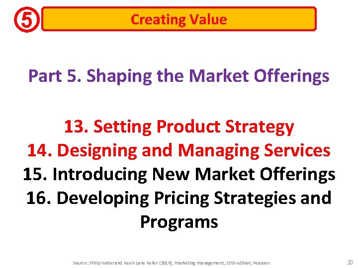 5 Creating Value Part 5. Shaping the Market Offerings 13. Setting Product Strategy 14.