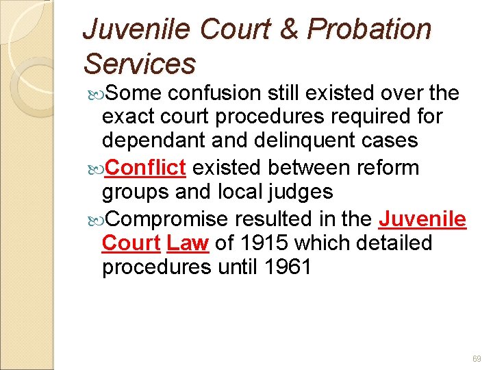 Juvenile Court & Probation Services Some confusion still existed over the exact court procedures