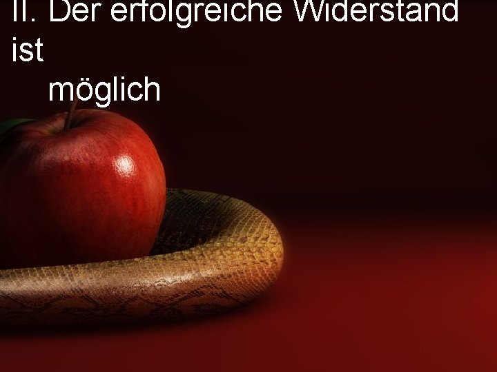 II. Der erfolgreiche Widerstand ist möglich 