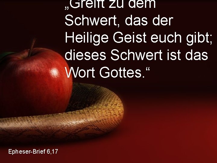 „Greift zu dem Schwert, das der Heilige Geist euch gibt; dieses Schwert ist das