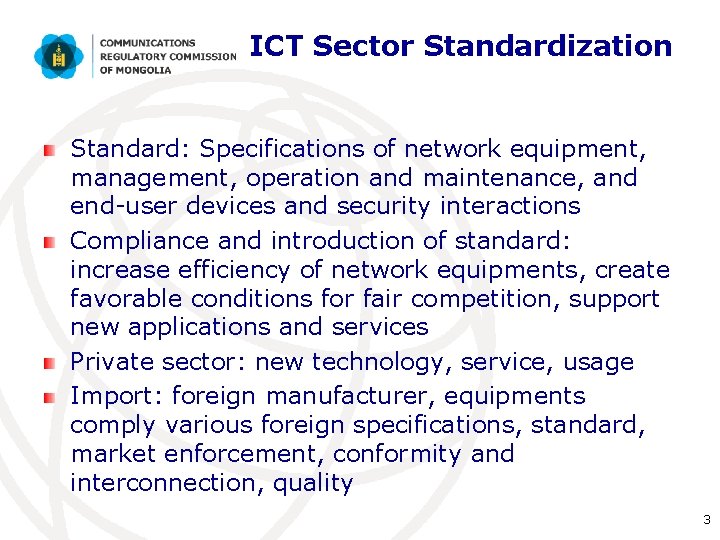 ICT Sector Standardization Standard: Specifications of network equipment, management, operation and maintenance, and end-user