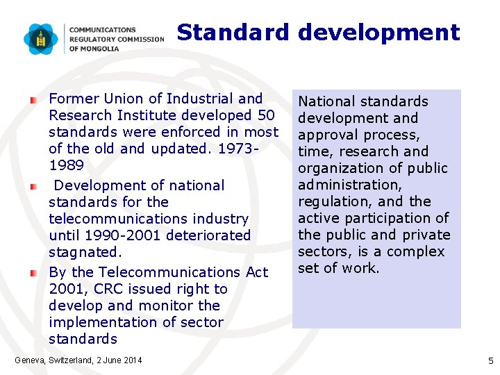 Standard development Former Union of Industrial and Research Institute developed 50 standards were enforced