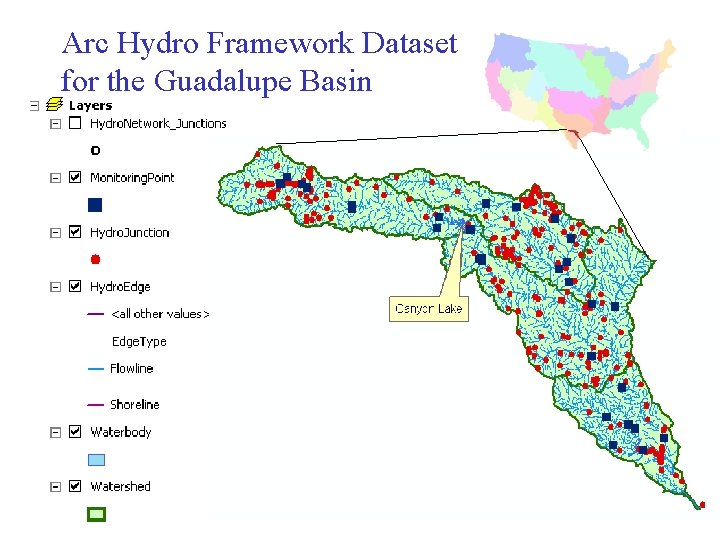 Arc Hydro Framework Dataset for the Guadalupe Basin 