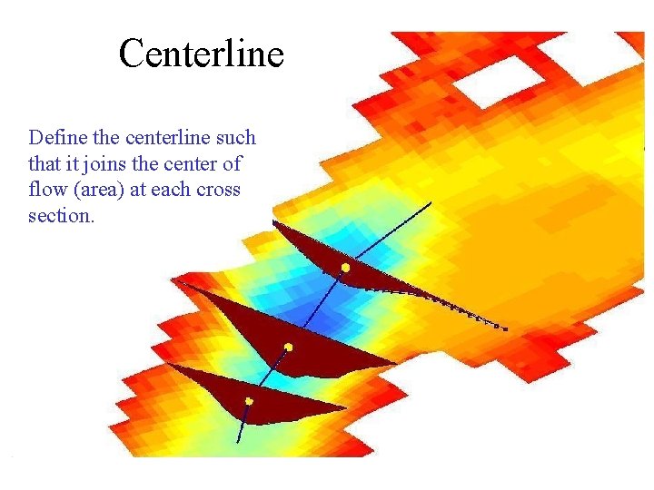 Centerline Define the centerline such that it joins the center of flow (area) at