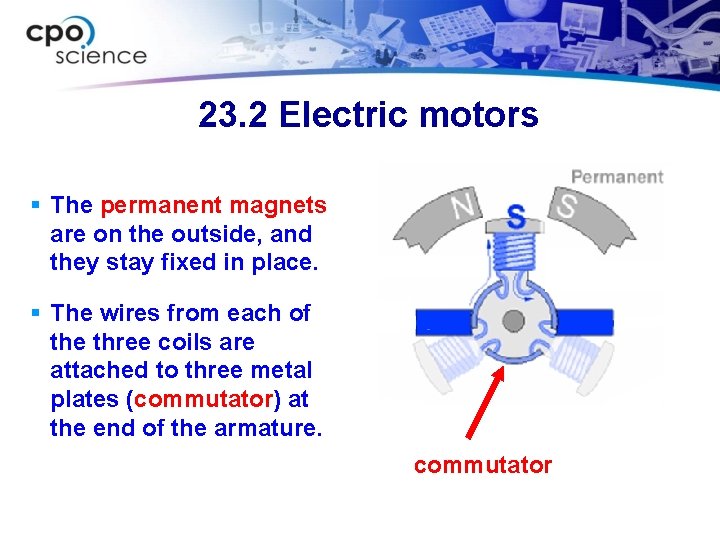 23. 2 Electric motors § The permanent magnets are on the outside, and they