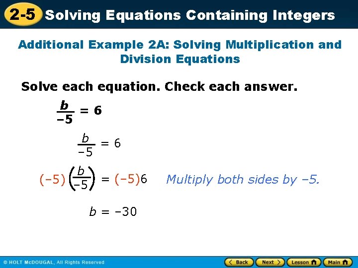 2 5 Solving Equations Containing Integers 2 5