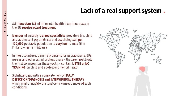 INTRODUCTION Lack of a real support system. • Still less than 1/3 of all
