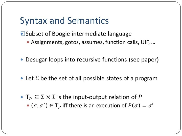 Syntax and Semantics � 